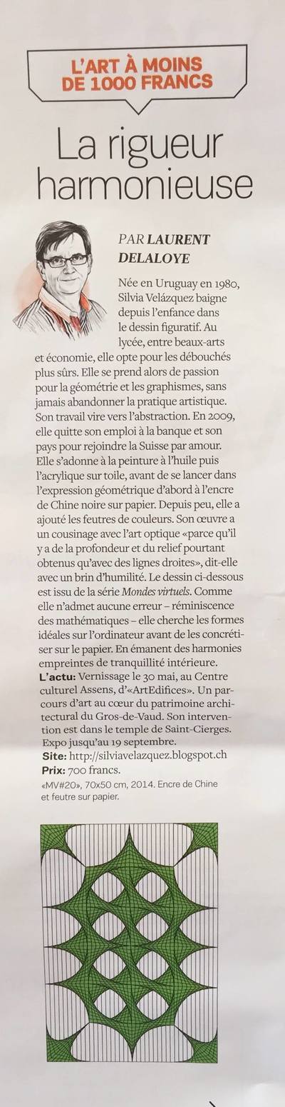 Chronique « La rigueur harmonieuse » par Laurent Delaloye publié dans le magazine encore!, mai 2015